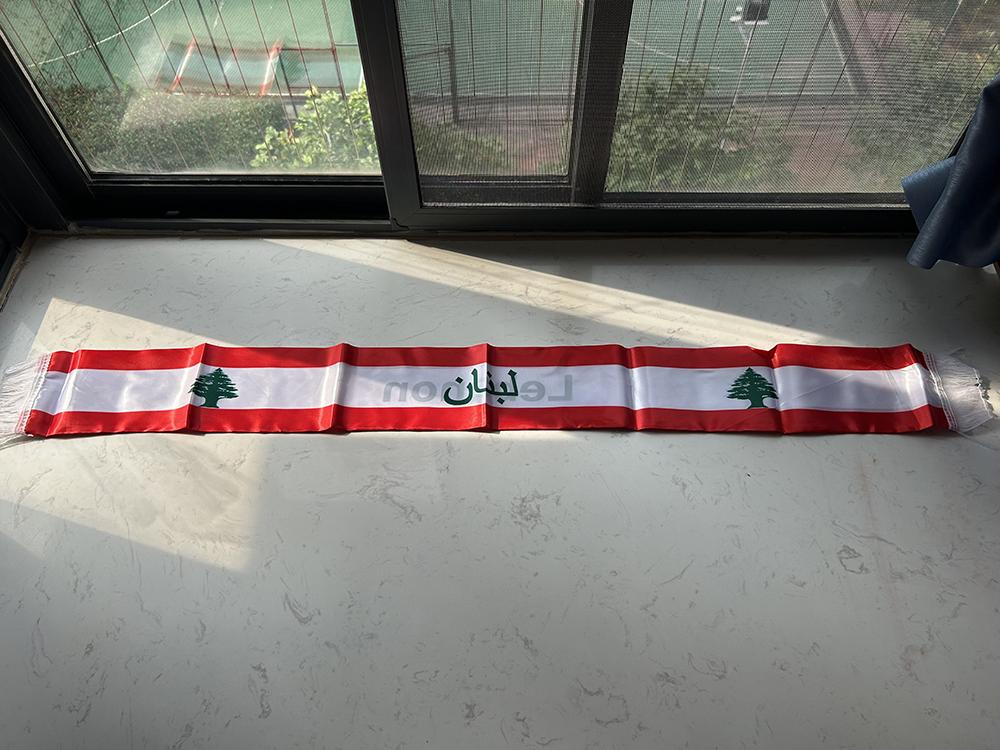 SCARF FLAG Personalizzato Sciarpa Libano 14*135cm Stampata Double Face Stendardo Sciarpa Libano Per Decorazione Evento Festivo