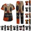 Women's V-Neck Short Sleeve Scrub Top and Pants Set with Pockets, Halloween Print Uniform 2-Piece Set