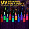 10 Colori Pittura per Corpo Glow in the Dark Fluorescenti Lavabili Tatuaggi Temporanei Pennarelli Evidenziatori DIY Neon UV Pennarelli per Pittura Facciale