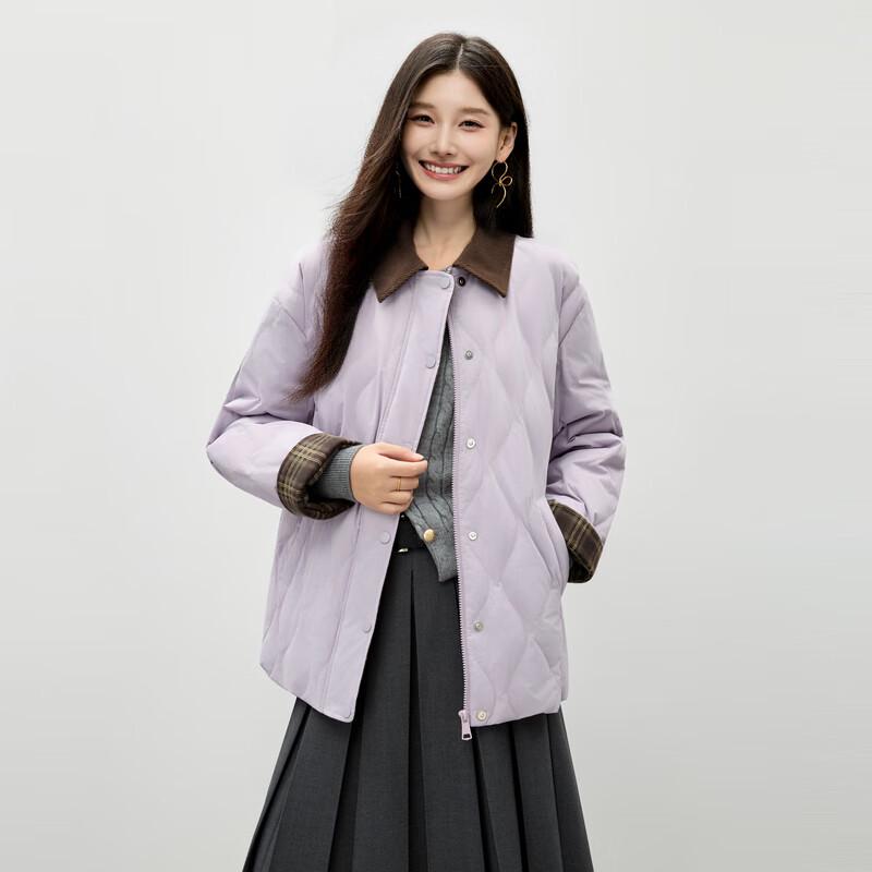 

Qiusbuiyiren Winter Loose Fit Plaid Cuff Down Jacket XL