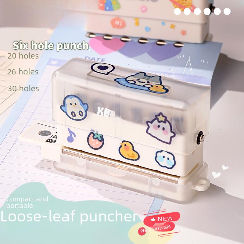 Kede You Six-Hole Portable Mini Puncher - Cute Manual Multi-Hole Student Stationery.