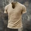 Camiseta de Hombre con Flecos Camiseta Retro de Manga Corta con Cuello en V Elegante Desgastada Camiseta de Verano para Fiesta Playa Vacaciones Gimnasio