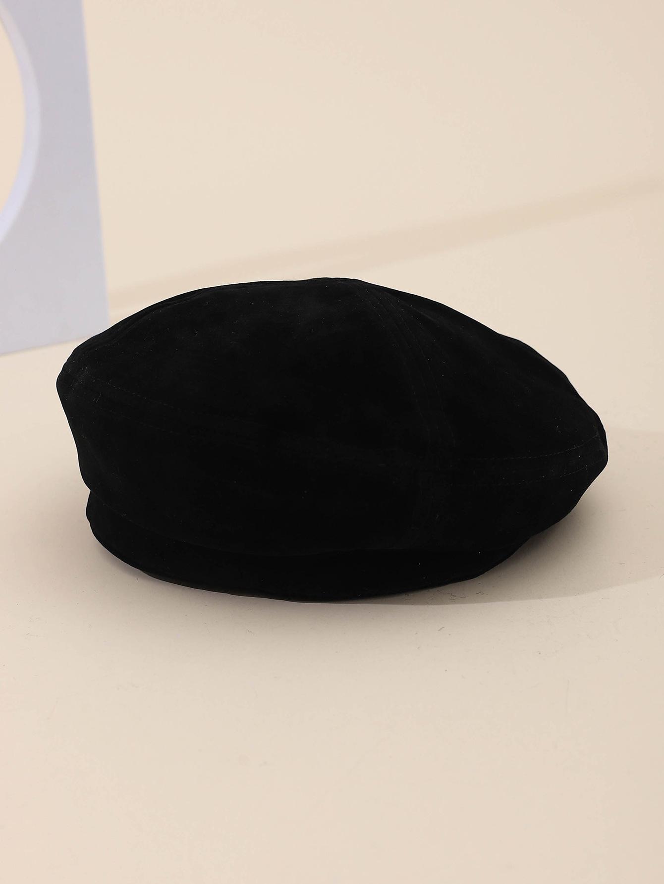 

Korean Fashion Beret - Women s Solid Color Autumn Winter Hat Trendy Painter Cap for Daily Outfits 56-58cm чёрный