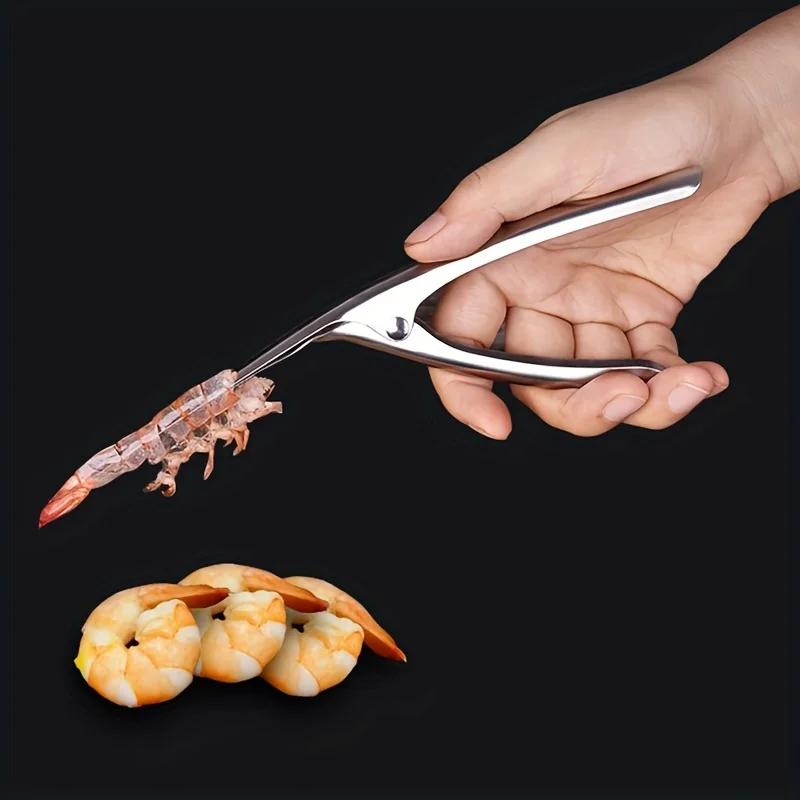 Ergonomic Stainless Steel Shrimp Deveiner Fishbone Design Kitchen Gadget for Easy Shell Removal Seafood Preparation Tool