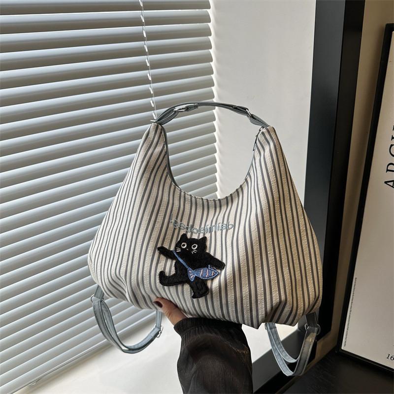 Stylish Large Capacity Blue Canvas Tote Bag For Women Perfect For Autumn Fashion