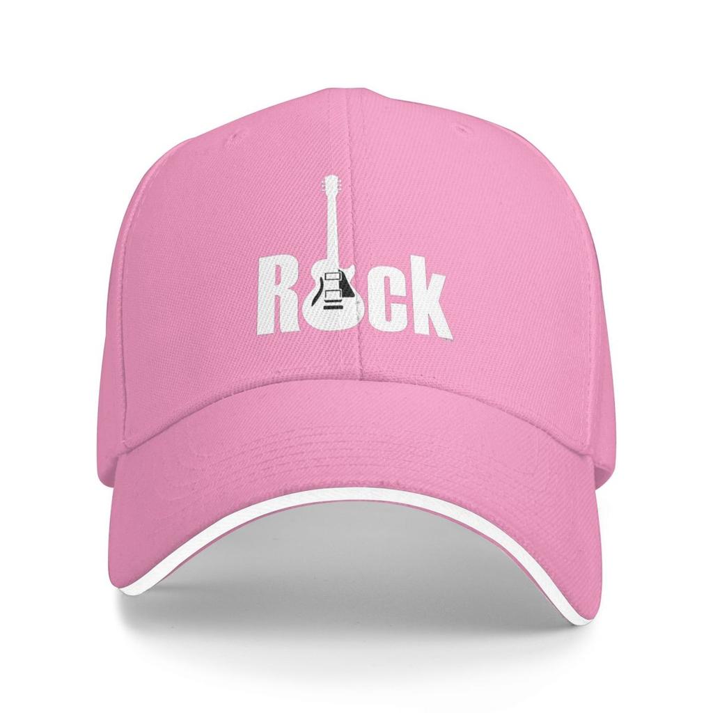 Rock Logo With Guitar Baseball Caps Snapback Baseball Hats Breathable Casual Casquette Outdoor Unisex