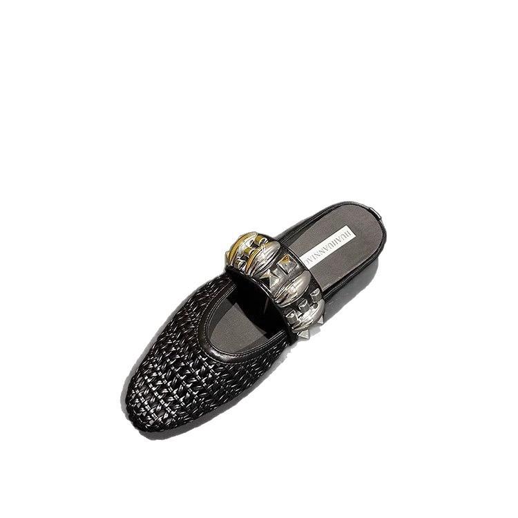 In the Summer of 2025, the New French Retro Hollowed-out Fishing Net Is Breathable, and the Inner Height Is Increased. Sandals for Women Wear Bag H