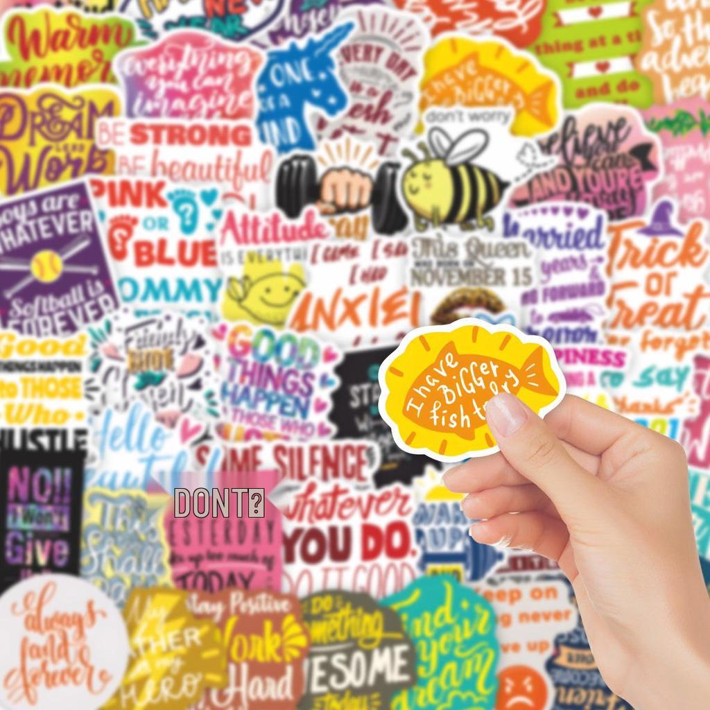 50pcs Motivational English Slogan Graffiti Stickers for DIY Notebooks & Luggage