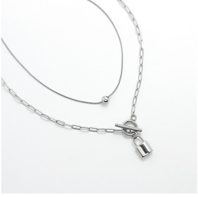 European & American Multi-layer Titanium Steel Necklace with Non-fading OT Buckle Clasp - Versatile Stackable Pendant for Women