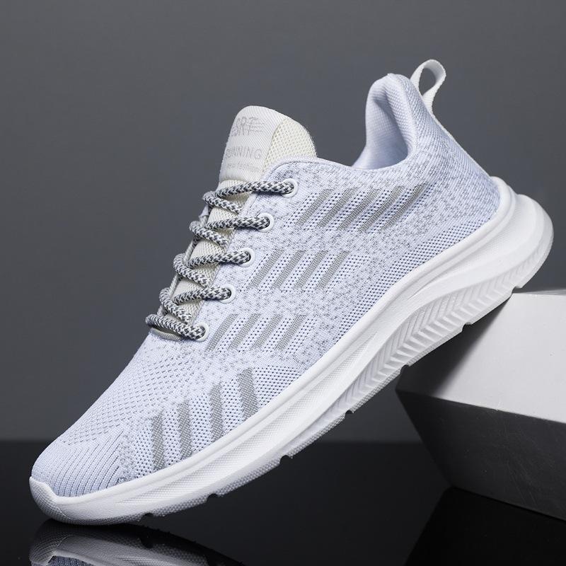 Мужские повседневные кроссовки, летние студенческие кроссовки, дышащая обувь на толстой подошве 44 белый