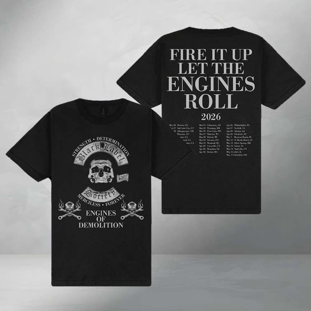 Black Label Society 2026 Engines Of Demolition Black Tour T-Shirt M