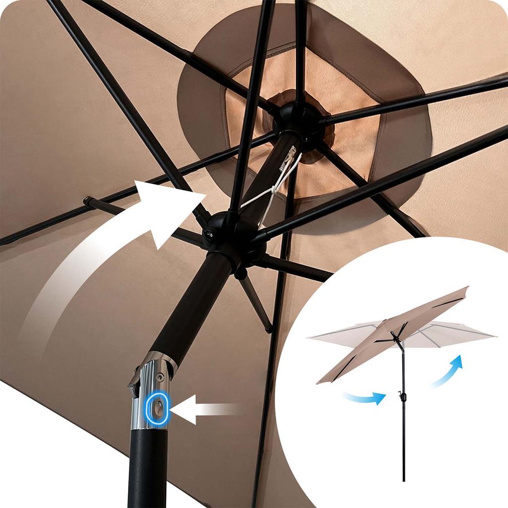Parasol Ogrodowy Składany 6 Segmentowy 300 Cm Z Pokrowcem Plonos Pl-884