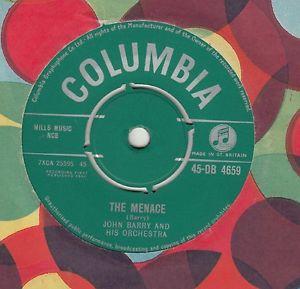 

7inch Record JOHN BARRY & HIS ORCHESTRA - Menace 45DB4659 Columbia 1961 UK Rock Used