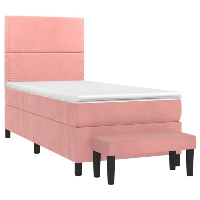 3137772 vidaXL Divan Bed with Mattress Pink 100x200 Cm Velvet