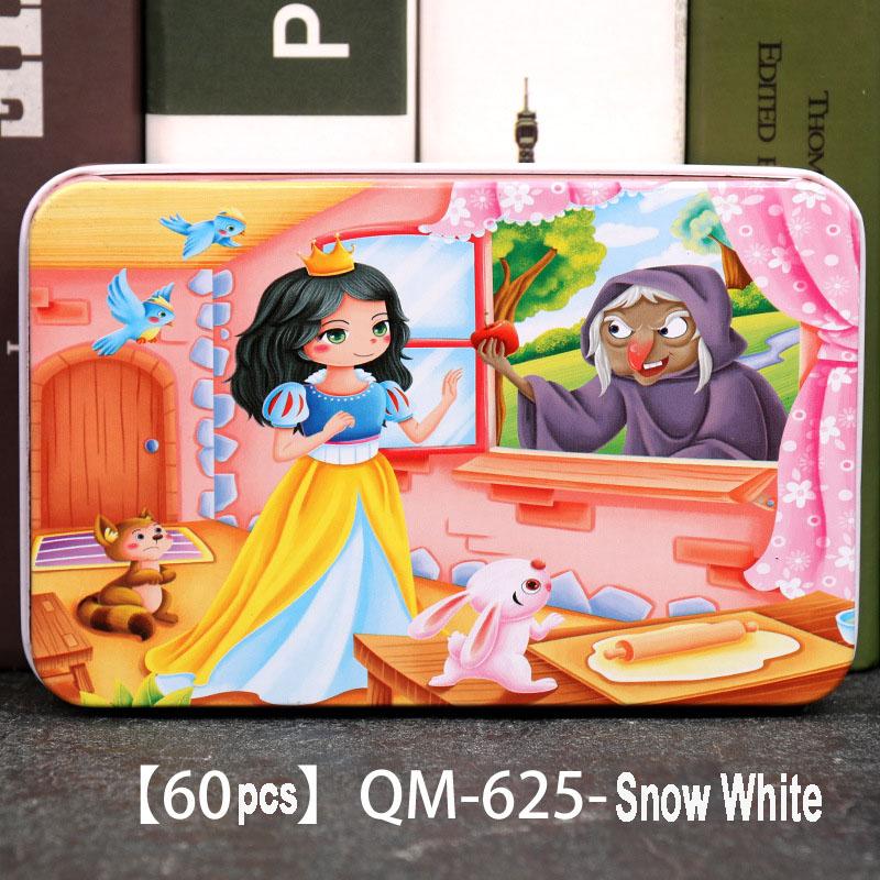 60pcs Wooden Jigsaw Puzzles 3D Cartoon Mermaid/Snow White/Cinderella/Princess/Helicopter/Hot Air Balloon Puzzles for Baby  Kids