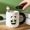 Hochwertige Niedliche Panda Keramiktasse für Mädchen Becher mit Deckel Löffel für Paare mit großem Fassungsvermögen Trinkwasser für den Haushaltsgebrauch