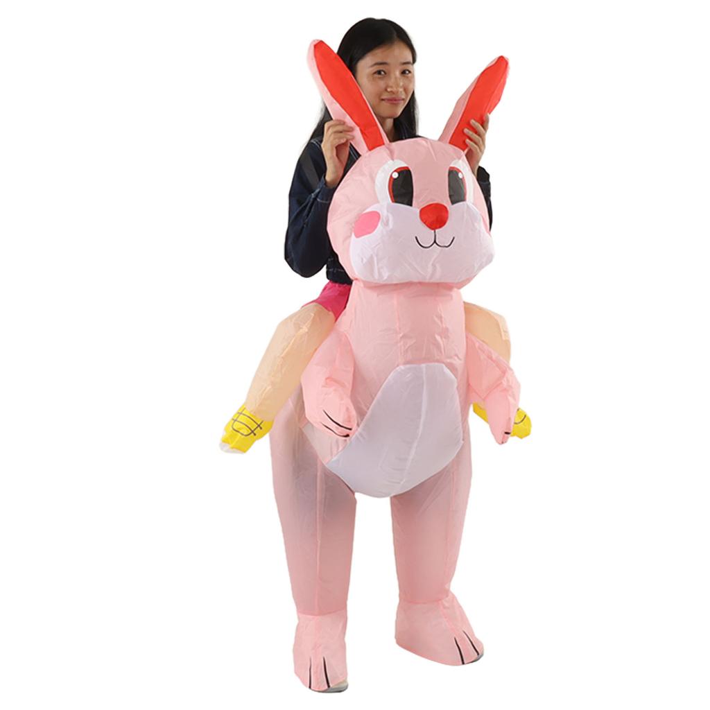 Easter Bunny Inflatable Costume Cute Festive Blow Up Riding Rabbit for Boys Girls Birthday Gifts 120 140cm 47.2 55.1in
