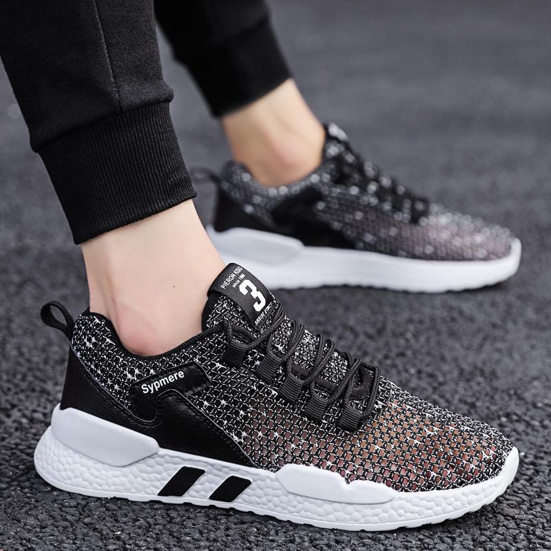 Cut-out single mesh shoes men's shoes casual mesh sneakers 2025 summer flat mesh light running shoes