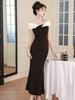 Evening dress women's summer new fishtail long wedding banquet dress sexy elegant shoulder dress