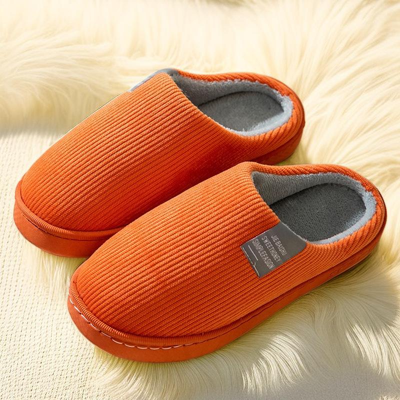 Cotton slippers women's winter home hair slippers piled warm home couple cotton shoes soft sole