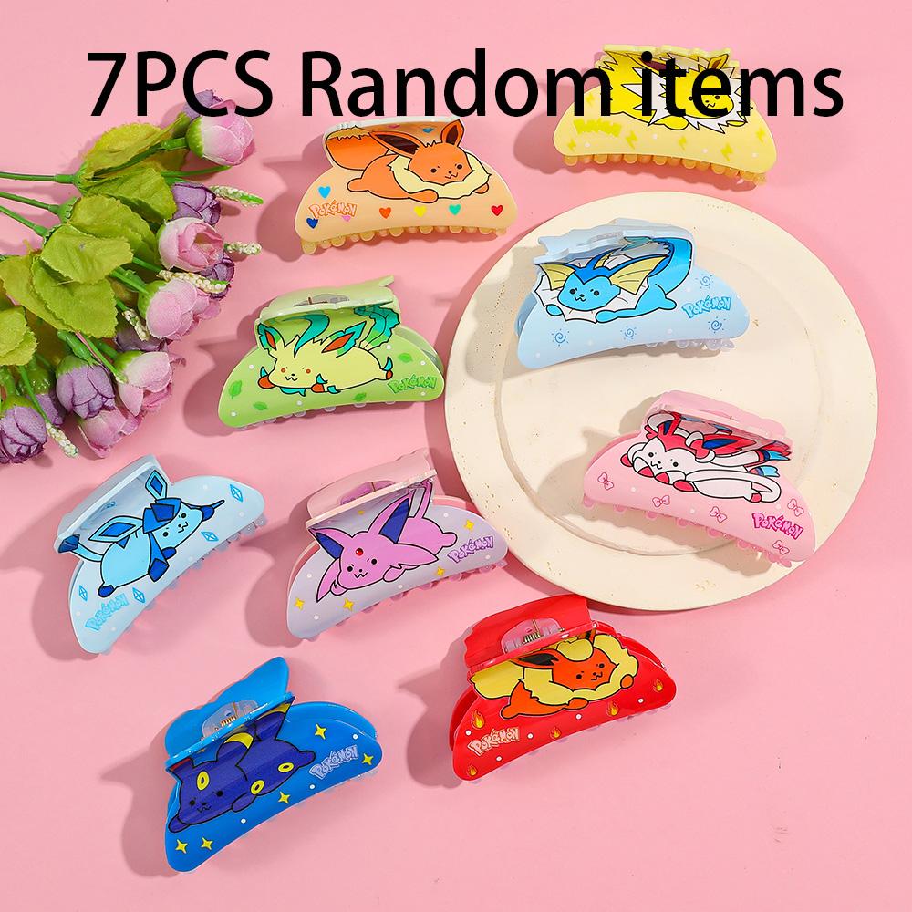 

7PCS Pokemon Eeveelutions Hair Claw Clip Cute Cartoon Acrylic Shark Clip Kawaii Girls Hair Accessories Fashion Sweet Headwear