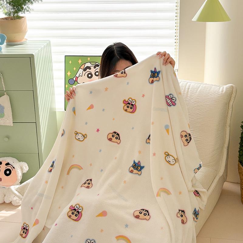 Coperta Morbida Double-Face del Cartone Animato Crayon Shin-chan - Coperta per Aria Condizionata, Coperta da Divano, Latte Pile Spesso