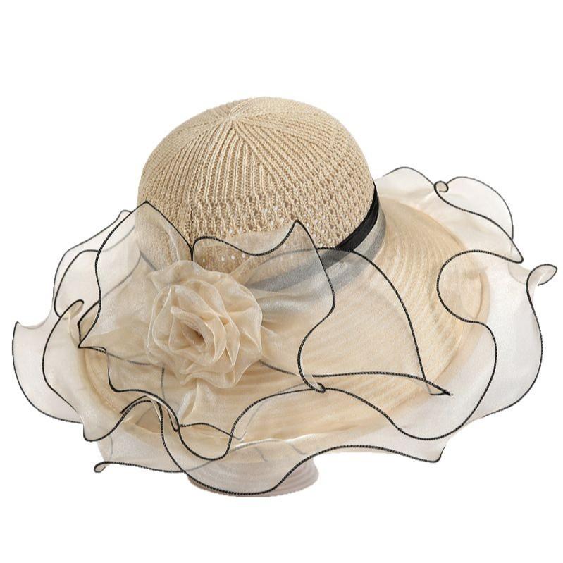 Summer New Hat Ladies Sunscreen Hat Elegant Mother High Sense Sunshade Top Hat Breathable Organza Bucket Hat