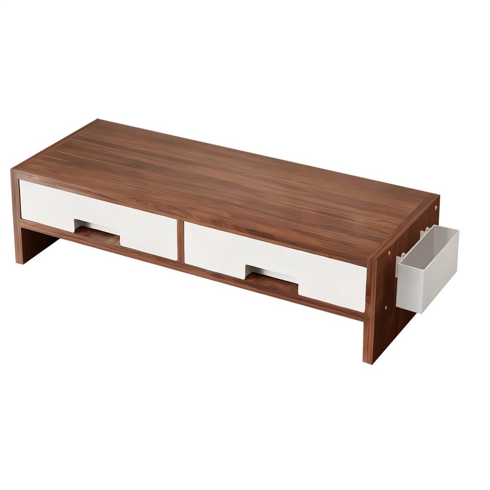 

Desk Monitor Stand Riser Double Drawer Ergonomic Organizer Computer Desk Monitor Riser for Family Friends Home Offices Indoor
