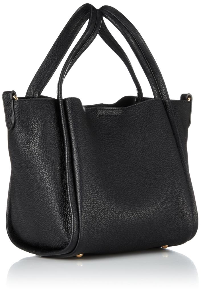 [ARROWS&Company Ltd.] Ca00348 Square Synthetic Leather Bag with Pouch, Shoulder Strap, 2-Way, Lightweight, Black, 973-1008