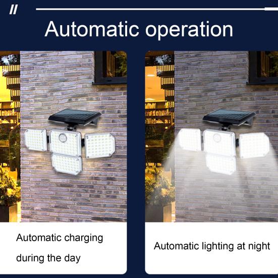 Wall Lamp Solar Energy Waterproof Solid Bright Low Power Consumption Illumination Wide Coverage Area Adjustable Heads Security LED Lights for Outdoor