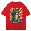 Funny Cool Dj Cat Meme Graphic Vintage T Shirt Men Women Humor T Shirts Oversized Cotton Casual T-shirt Streetwear Gifts
