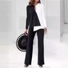 Spring Autumn Fashion Elegant Commute Color Block Long Sleeve Pants Women's Set