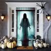 1pc 2D Door Flag  Halloween Welcome Door Flag - Evil Spirit White Dress Doll with Luminous Eyes