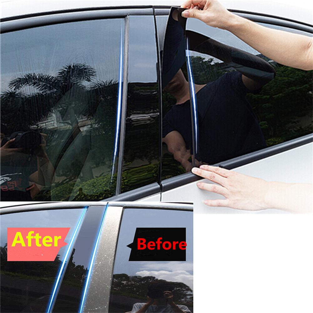 4pcs Door Trim B Pillar Posts Gloss Black Cover Fit For FORD F150 15-21