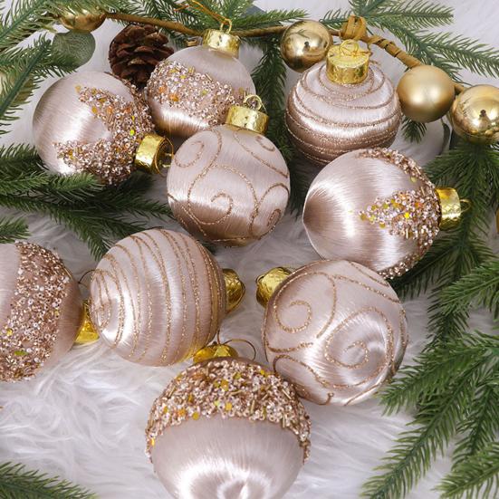 9 Pcs 3.15 Inch Christmas Ball Ornaments Glitter Sequin Xmas Hanging Foam Ball Decorations for Wedding Party Holiday Home Office Decor