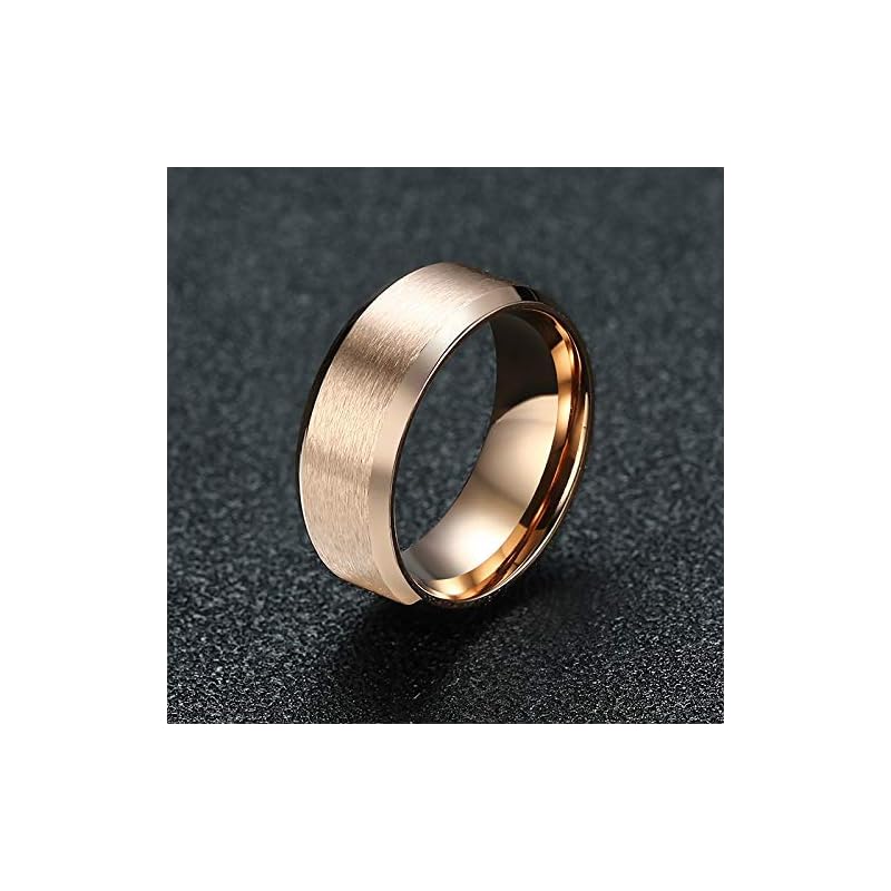 [Rockyu] jewelry brand Popularity ring pink gold men's Flat beating 8mm wide fashion titanium ring No. 18