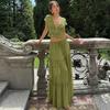 Set Rochie Maxi Largă Transparentă cu Dantelă și Șifon, Stil Francez, Cardigan și Închidere în Față cu Cravată pentru Femei