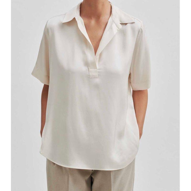 

Экспорт Одиночный Модный Все-Сочетающийся Личный Досуг Высокое Качество Гладкая Ткань Короткий Рукав Летний Простой и Удобный Топы Рубашка Champagne L