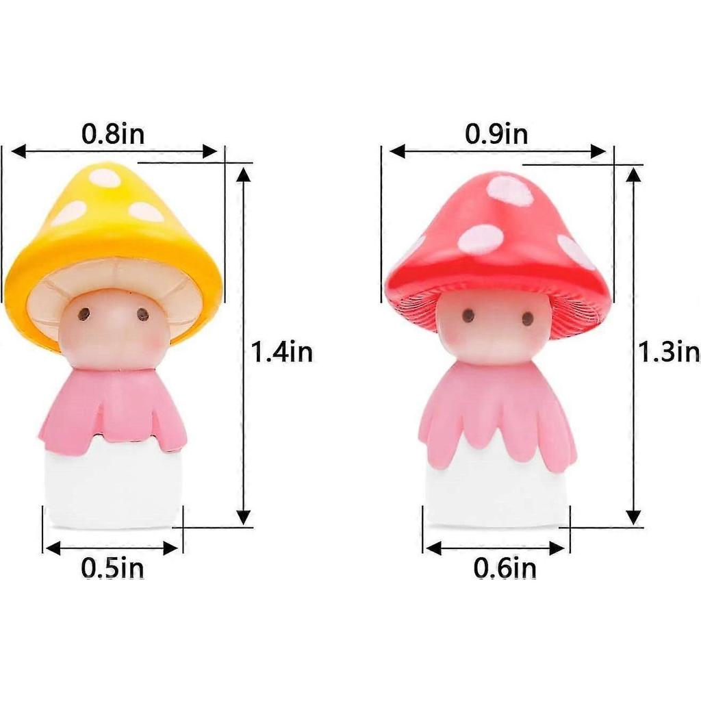 4 Pcs Car Interior Mini Mushroom Frigurines Dashboard Decorations Cute Decoration For Vehicle Room Cake - DD