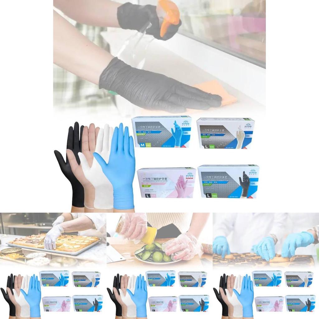 Gants Jetables Noirs en Nitrile de Haute Qualité Qualité Alimentaire Pour les Tâches de Nettoyage en Cuisine et au Barbecue