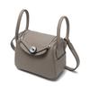 New First-layer Cowhide Lindy Bag, Genuine Leather Shoulder Messenger Bag, Fashionable Doctor Bag, Mini Bag, Silver Buckle, Silver.