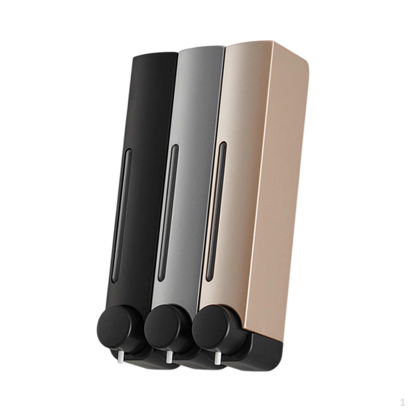 

Ручной дозатор мыла настенный контейнер для лосьона многоразовый стильный удобный душ с тремя головками Black Silver Gold