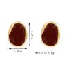 Irregular Geometry Oval Earrings Wine Red Enamel Oil Metal Stud Earrings for Women Simple Party Trendy Punk Jewelry Girls Gift