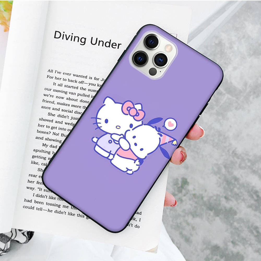 

Чехол JZ7 Dog Pochacco Black Sofe для iPhone 16 15 Plus 14 13 Pro 8 SE XR XS Max P30 Nova 5T Y5P Y6 Y7 Y8P Y9 Realme C30 C33 C31 VIVO Y36 V27 Huawei P20 капри