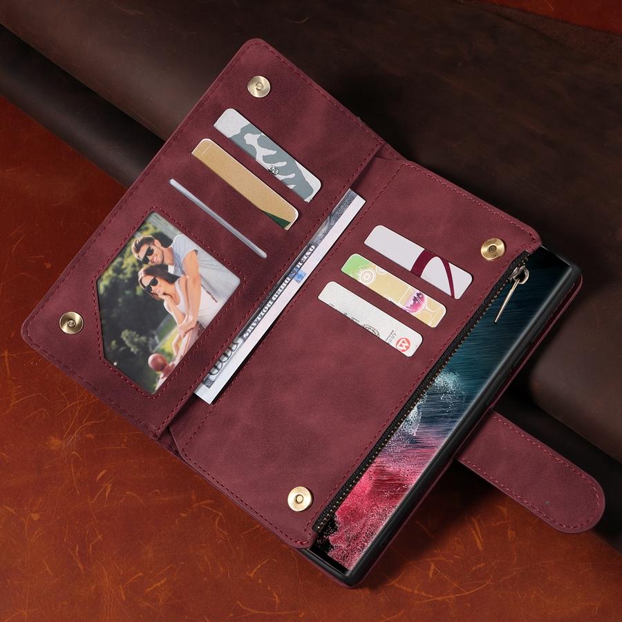 Luxury Wallet Zipper Magnetic Flip Leather Case For Samsung Galaxy iPhone Xiaomi Redmi Huawei Honor Google One Plus Cover