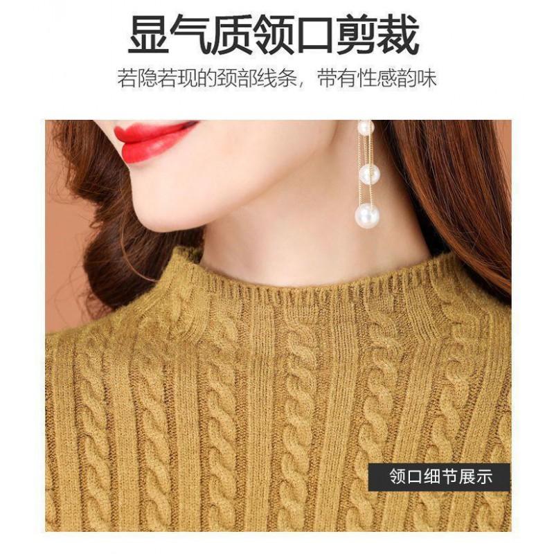 Womens Knit Midi Dress Winter Half Turtleneck A-Line Sweater Slim Fit Layering Under Coat