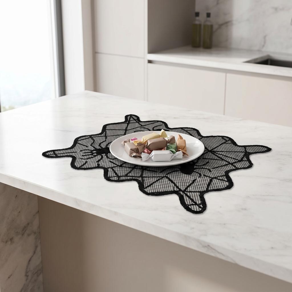 Halloween Black Lace Placemats Set of 4 with Design Decoration