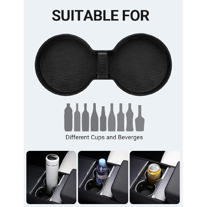 BASENOR Tesla Model Y 2025 2026 Juniper Cup Holder Ert Mat 2024 2025 2026 Tesla Model 3 Highland TPE Center Console Mat For Model Y 3 Interior