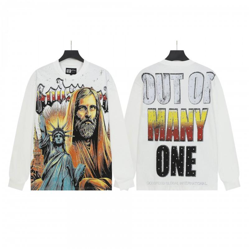Unisex Vintage Skull Print Washed Cotton Long Sleeve Hoodie Streetwear Loose Fit