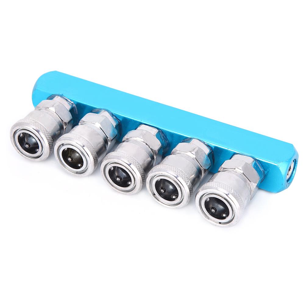 Air Compressor Quick Connector Manifold Fitting C‑Type Aluminum Alloy for Pneumatic Components